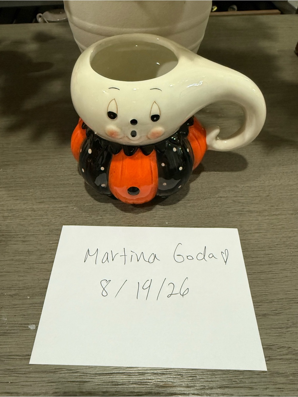 Johanna Parker Pumpkin Ghost Mug -NEW